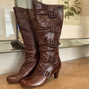 Miz Mooz  women’s Amber Buckle Brown Leather Boots
